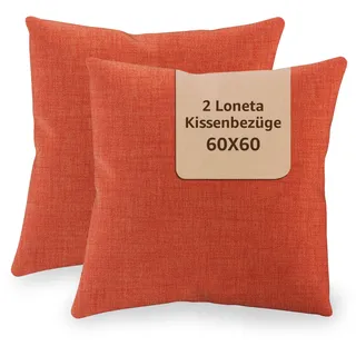 SONIT - Kissenbezug 60x60 cm - Sofa Kissen, Deko Kissenbezüge für Wohnzimmer und Schlafzimmer - 2er-Set - Made in Italy - Orange