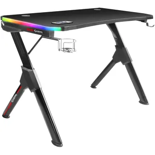 Mars Gaming MGDRGB, RGB Gaming Tisch, Headset + Flaschenständer, 110x60cm, Schwarz