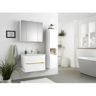 Saphir »Quickset 3-teilig, Keramik-Waschtisch und LED-Spiegelschrank«, (5 St.), mit Midischrank, 2 Türen, 1 Nische, 2 Schubladen, inkl. Türdämpfer