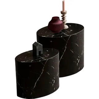 Couchtisch SALESFEVER Tische Gr. B/H/T: 48 cm x 40 cm x 33 cm, Schwarz, in Marmoroptik, schwarz (schwarz, schwarz, schwarz) Couchtische rund oval in Marmoroptik