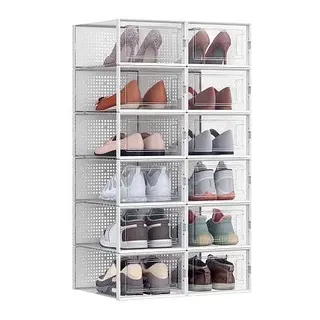 Songmics Schuhbox 23 x 14 cm 12-tlg. weiß