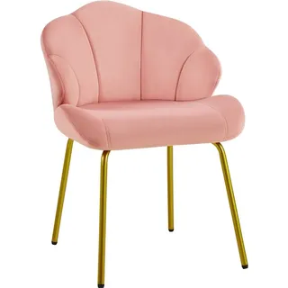 Yaheetech Esszimmerstuhl Loungesessel in Muschelform (1 St), Schreibtischstuhl Ohrensessel Polsterstuhl mit Metallbeinen rosa