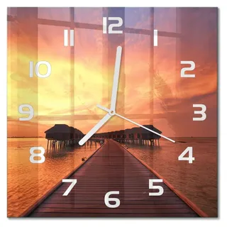 Glas Wanduhr 30x30 cm - Wanduhr - lautlose Wanduhr - ohne Ticken - geräuschloses Uhrwerk - schleichende Zeiger - moderne Uhr - Design Uhr - Wohnzi... - Orange