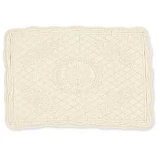 Autrefois Tischset Boutis Bastidon, rechteckig, elfenbeinfarben, 35 x 50 cm, bestickt aus Baumwolle, French Style, Shabby Charme