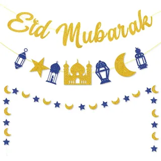 Ramadan Dekorationen, Ramadan Kareem Banner, Ramadan Mubarak Banner Ramadan Dekoration Gold Stern Mond Laterne Ramadan Girlande Dekorationen EID Mubarak Hängendes Schild für Eid Festival Party