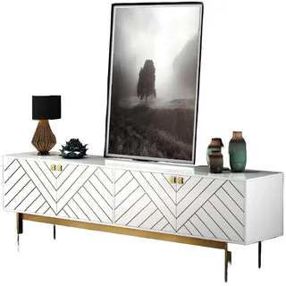 Xlmoebel Sideboard Hochglanz Kommode aus Edelstahl mit elegantem Design und Stauraum (Sideboard, Sideboard), Hergestellt in Europa weiß