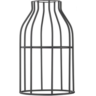 Hoopzi - Käfig - Lampenschirm aus lackiertem Stahl - Cage - Zur Abhängung, Tischlampe, Stehlampe, Wandleuchte - Kompatibel mit E27 Gewinde - Befestigungsring - Schwarz