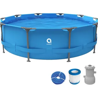 Avenli Pool Komplettset rund 305x76 cm blau mit Pumpe 305 x 76 Frame Plus Stahlrahmen Aufstellpool Set