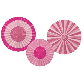 Folat 24314 Rosa Papier Party Dekorationen Deko-Fan-Set - Perfect Pink - 3 Stück - Hochzeits Party Dekorationen für Festival, Karneval, Geburtstag deko, Babyparty und Baby Shower Mädchen