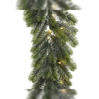 Lumineo LED Tannengirlande künstlich 1,8m Kunststoff 30cm Outdoor 1 Stück Grün/Warmweiß