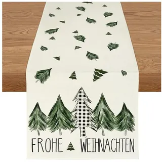 LuxusKollektion Tischläufer Tischläufer wasserabweisend grün Weihnachten Weihnachten-15 40X140 (1-tlg) grün|weiß