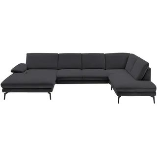 Dieter Knoll Wohnlandschaft, Anthrazit, Metall, 4-Sitzer, U-Form, 344x208 cm, Fußauswahl, Stoffauswahl, Sitzqualitäten, seitenverkehrt erhältlich, Hocker Rücken echt, individuell planbar, Wohnzimmer, Sofas & Couches, Wohnlandschaften, Wohnlandschaften in U-Form