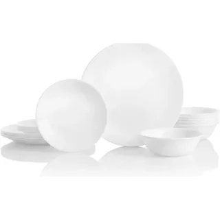 Corelle 18-Piece Dinnerware Service für 6, splitterfest, winterfrostweiß Geschirr-Set, Informationen nicht verfügbar, Winter Frost Weiß