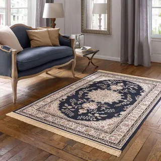 Taracarpet Teppich Palazzo Royal Ghoum blau 095x140 cm Kurzflor Orientteppich für Wohnzimmer Esszimmer und Schlafzimmer