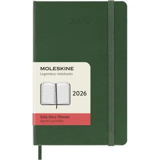 Moleskine Tageskalender 2026 Klassik 1 Tag auf 1 Seite Pocket Hardcover Myrtengrün