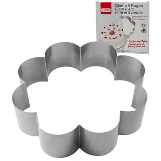 LARES Backform Motivbackform - Blume mit 8 Bögen - aus Edelstahl - Ø 27 x 7 cm, Spülmaschinengeeignet - mit Federbandstahl - Made in Germany