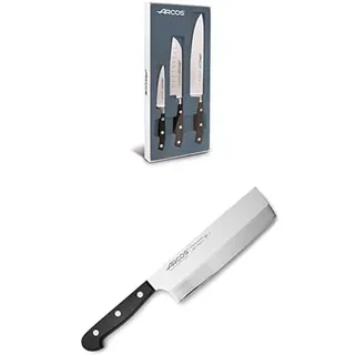 Arcos Messer-Set: Profi-Küchenmesser Set mit Riviera Chefmesser & Universal Asiatisches Usuba-Messer, Nitrum Edelstahl Klingen, Schwarz, 2er Pack