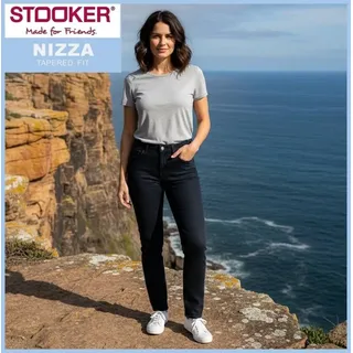 Stooker Women Tapered-fit-Jeans STOOKER Nizza dark blue, Tapered Fit, Damen Denim Stretch Jeans blau 46
