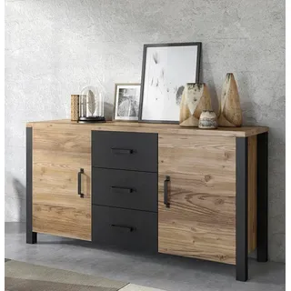 Home Affaire Olin WM Sideboard 147 cm Schwarz Kunststoff/Metall/Holzwerkstoff