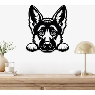 GRAZDesign Wandtattoo Hund Schäferhund - Wandaufkleber selbstklebend Schlafzimmer Wohnzimmer Kinderzimmer - 33x30cm / braun