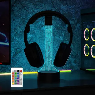 YuanDian Leuchtender Kopfhörerständer für Schreibtisch, Gaming Headset Halterung, RGB mit 16 farbigen Lichtern für Spielzimmer Dekoration, Coole Gamer Geschenke für Männer, Freund