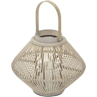 ECD Germany Laterne Holzfarbe 38x47x38 cm inkl. Henkel & Glaseinsatz beige/braun