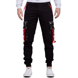 Cipo & Baxx Jogginghose Herren Slim Fit Hose Mid Waist BA-CR132 mit Strasssteinen modernen Design schwarz XXL