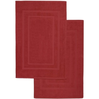 NatureMark 2er Pack Badvorleger | Premium Qualität | 100% Baumwolle | 50 x 80 cm | Duschvorleger Duschmatte Doppelpack | Farbe: Bordeaux rot