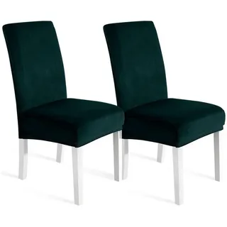 luxuskollektion Stuhlhusse Samt Dunkelgrün 2er Set