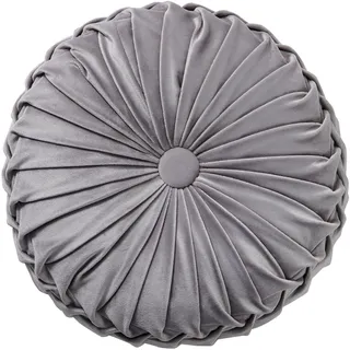 Fouriding Runde Wurf Kissen für Couch dekorative 15 "X 15" Kürbis Runde Samt Kissen für Sofa Bett Stuhl Boden Auto dekorative (Grau)