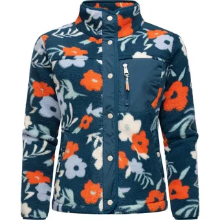 Plüschjacke RAGWEAR "Appopis Print" Gr. L (40), blau (petrol) Damen Jacken Winterjacken Auffällige flauschige Übergangsjacke aus Teddyfleece