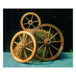 Garten Deko Holzrad Tomsk – Dekorad aus Kiefer/Fichte, Honigbraun – Garten Deko aus Holz – Dekoration für den Garten und Terrasse
