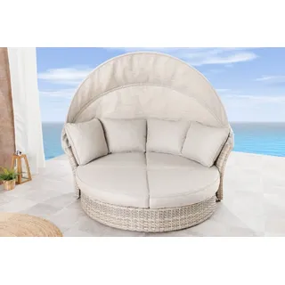 riess-ambiente Loungebett SEATTLE 195cm greige - Polyrattan, Aluminium, Flachgewebe, Outdoor, Einzelartikel 1 Teile, Drehbare Sonneninsel - ideal für Garten, Balkon und Terrassen grau