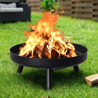Peviasot Feuerschale, Feuerkorb Ø 80 cm, Feuerschalen für den Garten mit 3 Abnehmbaren Beinen und Griffen, Rostschutz, Stahl Outdoor-Feuerstelle für Garten, Terrasse, Feuerstelle, Grillen