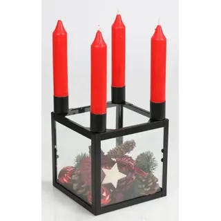 Metall-Adventskranz schwarz eckig Weihnachtsdeko Kerzenhalter Kerzenständer Tischdeko