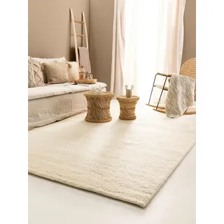 benuta Wollteppich Berber, rechteckig, Höhe: 31 mm, 100% Wolle, Teppich Wohnzimmer, Schlafzimmer, Esszimmer, Flur, Hygge weiß 200 cm x 300 cm x 31 mm