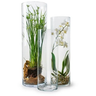 GlasArt Bodenvase Glas-Vase, Glasvase, Dekovase Klarglas, Zylinder gerade, 30-50x10cm 30 cm