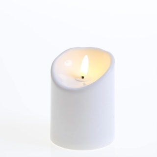 LED Kerzenset 3D Flamme - Outdoor Kunststoff Kerze - flackernd - Timer - wetterfest für Außen - weiß (10cm)