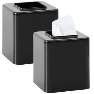 Youngever 2er Pack Kosmetiktücher Box Quadratisch, Taschentuchbox Quadratisch, Taschentuchbox Abdeckung, Tissue Box Cover, Schwarz