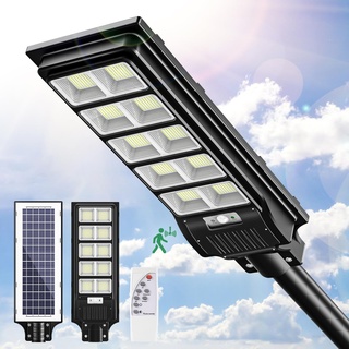 papasbox 500W LED Solar Straßenlaterne mit Fernbedienung | Solarbetriebene 6500K Straßenlampe Wandleuchte mit Bewegungsmelder Sensor | Außen Wegeleuchte im Freien Straßenleuchte