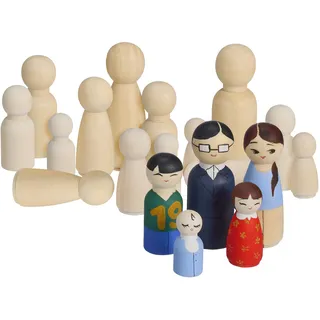 Relaxdays Holzfiguren, 100er Set, Spielfiguren zum Bemalen, Mensch, Familie, Kinder, DIY Krippenfiguren, Deko, Natur