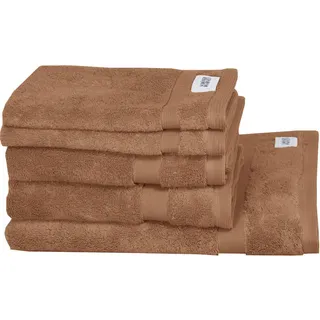 Schöner Wohnen Frottierset SW-Cuddly, Braun, Kupfer, Rost, Rotbraun, Textil, 5-teilig, Uni, Oeko-Tex® Standard 100, saugfähig, Aufhängeschlaufe, angenehm weich, hochwertige Qualität, schnelltrocknend, Badtextilien, Handtuch-Sets