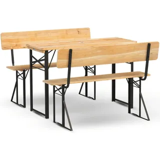 deluke Bierzeltgarnitur Braun, Holz Gartenmöbel, Gartenmöbel-Sets