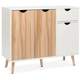 Mondeer Sideboards, Kommode mit schubladen,Kommoden mit Türen,Küchenschränke, für Wohnzimmer, Schlafzimmer, Flure und Küchen, Weiß und Natur
