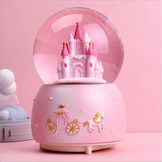 Spieluhr Kristallkugel Burg Musik Box Buntes Nachtlicht Schneekugel Autorotierende Musikspieluhr Home Dekoration Kinder Mädchen Frauen Romantisches Geschenk für Geburtstag Valentinstag Weihnachten