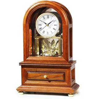 AYRELY® Holz Tischuhr Jubiläumsuhr, Antike Regaluhren, Retro Kaminuhr mit Drehpendel, Schreibtisch Standuhr im Großvaterstil, Vintage Tischuhren für Wohnzimmer, Wohndeko Geschenk