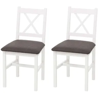 Mendler Esszimmerstuhl HWC-F77 Stoff grau/weiß 2er Set