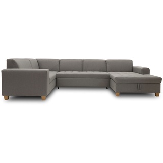DOMO. Collection Sugar Wohnlandschaft, Sofa, Couch, Polstergarnitur, Moderne U-Form, hellgrau, 162x333x199 cm