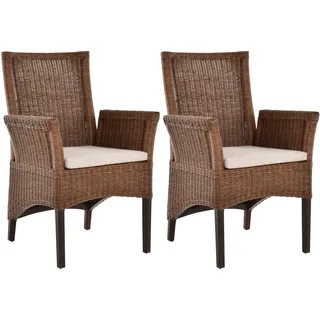 Set/2 Esszimmerstuhl Rattanstühle mit Armlehne Esszimmer Holz (Vintage Braun)