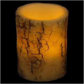 BURI Kugelleuchte LED-Echtwachskerze Baumrinde 8x11cm Motivkerze Baumstamm-Design Dekoke